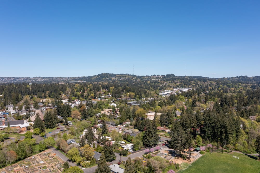 drone photo of Beaverton residential neighborhoods